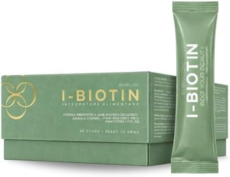 Integratore per Capelli Naturale ad alto contenuto di Biotina, Zinco e Rame per Capelli e unghie, Crescita, Volume e Forza, 30 stick in formula liquida pronti da bere I-BIOTIN Generico - integratore