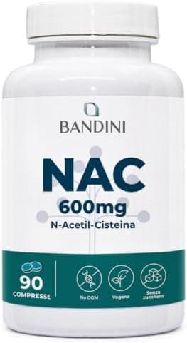 Bandini® NAC N-Acetil-Cisteina 600mg - 90 Compresse con Acetyl Cisteina - Fornitura 3 mesi - Altamente Dosato - Sostiene le Difese Immunitarie - Precursore del Glutatione - Senza Additivi & 100% Vegan