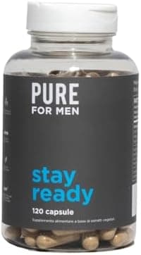 Pure for Men Integratore Alimentare di Fibre Stay Ready, 120 Capsule Vegane, Aiuta a Promuovere la Regolarità Intestinale - Con Psyllium Husk, Semi di Chia, Fibra di Avena, Formula Esclusiva Generico - integratore