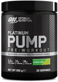 Optimum Nutrition ON Platinum PUMP Pre-Workout, Integratore Alimentare Pre-Workout Intenso Senza Caffeina con Fruitflow, Beta-Alanina, L-Arginina, L-Citrullina, Gusto Lime, 20 dosi, 380 g
