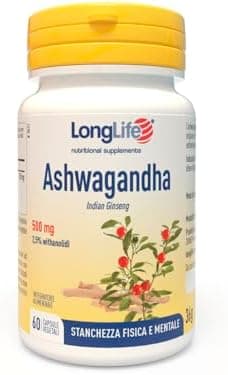 LongLife® Ashwagandha | Titolato al 2,5% in withanolidi | Relax e benessere mentale | Stanchezza e difese immunitarie | Fino a 2 mesi di trattamento | Senza glutine e vegano