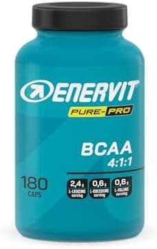 Enervit Pure-Pro BCAA 4:1:1, Compresse di Aminoacidi Ramificati in rapporto 4:1:1 per Supportare i tuoi Muscoli, Riduzione Affaticamento, 3,6g BCAA per Dose, con Vitamine B1 e B6, Vegan, 180 Compresse Generico - integratore