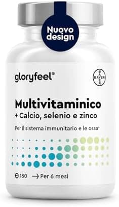 Multivitaminico Integratore Completo, 180 Compresse per 6 Mesi di Scorta, Vitamine A, B, C, D3, E e Minerali Essenziali, Calcio, Zinco e Selenio, Senza Additivi, Qualità Testata Generico - integratore