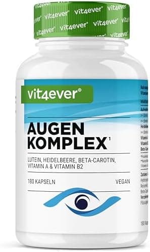 Complesso Vitaminico per gli Occhi - 180 capsule per 6 mesi con Luteina, Zeaxantina, Estratto di Mirtillo, Beta-Carotene, Vitamina A e Vitamina B2 - Vegano, alto dosaggio, senza additivi inutili Generico - integratore