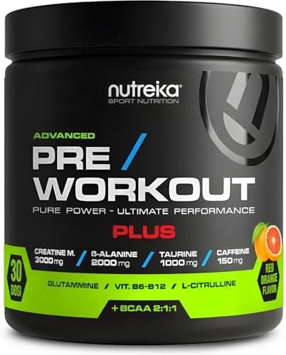 Pre Workout Potente Nutreika | Preworkout Forte 300g con Creatina, Caffeina, Beta Alanina | Energia, Forza e Pompa Muscolare | Made in Italy