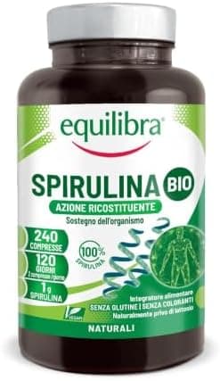 Equilibra Integratori Alimentari, Integratore in Compresse con Spirulina da agricoltura biologica, Azione Ricostituente e di Sostegno, 1g di Spirulina Bio per Dose, Vegan, 240 Compresse Generico - integratore