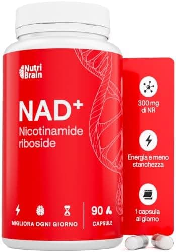 NAD+ Assorbimento ottimale Nicotinamide Riboside 300 mg | 90 Capsule | Anti-età e anti-stanchezza | NAD+ Booster, Energia Cellulare e Vitalità | Senza Glutine | Senza OGM