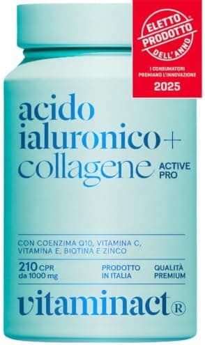 Collagene e Acido Ialuronico ELETTO PRODOTTO DELL’ANNO 2025 - L’unico con Probiotico Testato Bifidobacterium L. BLG1 Migliorando del +30% l’assorbimento degli Attivi, Vit C e E, Q10, Zinco e Biotina. Generico - integratore