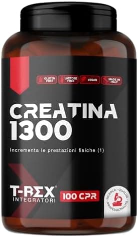 T-Rex Integratori Creatina Micronizzata Monoidrata 100 compresse da 1300mg - Integratore alimentare per massa muscolare e boost energetico pre workout Generico - integratore