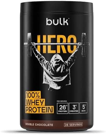 Bulk Hero Whey Protein Powder | Double Chocolate | 26 Servings | 26g Protein + 3g Creatine | 5g BCAAs | Low Sugar | Fast Absorption | Isolate, Hydrolysed & Concentrate Blend Generico - integratore