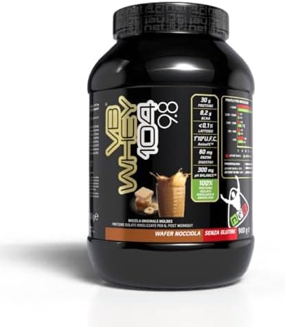 NET Integratori VB WHEY 104 9.8 Optipep - 900g Wafer Nocciola - Proteine Isolate Idrolizzate per via Enzimatica Con EAA e BCAA - Massimizza Sintesi Proteica, Crescita e Mantenimento Muscolare