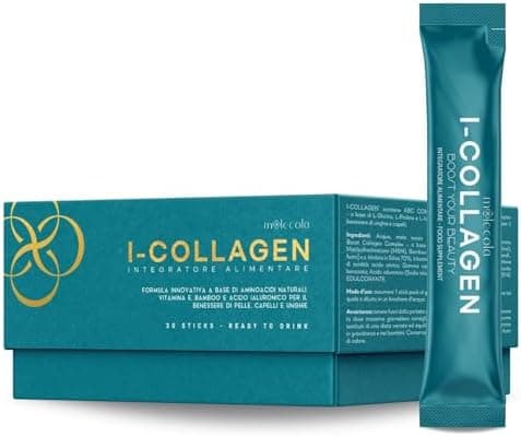 I-COLLAGEN - Integratore Collagene e Acido Ialuronico con Bamboo e Vitamina E per Capelli, Pelle e Articolazioni - Confezione 30 Stick di Collagene Vegano da Bere - MOOLECOLA Generico - integratore