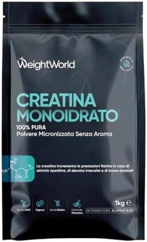 Creatina Monoidrata in Polvere da 1kg Vegana, 3000mg, 330 Dosi (10+ Mesi), Fattore di Maglia 200, 100% Pura, Creatina in Polvere Micronizzata con Misurino, Pre Workout e Post Workout, Senza Glutine