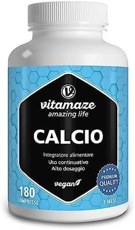 Calcio Integratore Vegano ad Alto Dosaggio, 180 Compresse per 3 Mesi, 800 mg di Carbonato di Calcio per Dose Giornaliera, Calcium Minerale Integratori Alimentare senza Additivi Generico - integratore