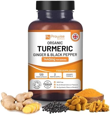 Curcuma Capsule ad Alto Dosaggio 1440mg | 120 Capsule di Curcumina con Piperina & Zenzero (scorta di 2 mesi) I di Curcuma, Piperina & Ginger Prodotte nel Regno Unito da Prowise Healthcare Curcuma - integratore