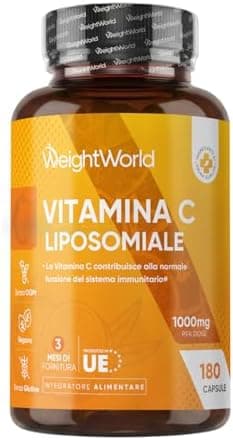 Vitamina C Liposomiale 1000mg Vegana,180 Capsule di Acido Ascorbico, (3 Mesi di Scorta), La Vitamina C Contribuisce alla Normale Funzione del Sistema Immunitario (EFSA), Senza Glutine, Prodotto in UE