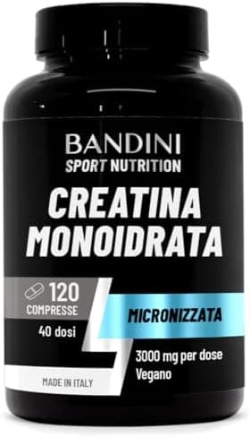 Bandini® Creatina Monoidrata 120 Compresse da 3000mg per dose - Integratore per Allenamento, Palestra e Pre Workout - 100% Vegan e Micronizzata - A base di Creatine Monoidrato pura al 100% Generico - integratore