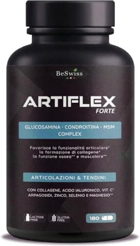 Artiflex Glucosamina Condroitina MSM - 180 Capsule Integratore per Ossa Articolazioni Cartilagine | con Collagene, Acido Ialuronico, Boswellia, Vitamine e Minerali | Alto Dosaggio