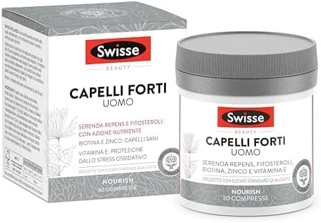 Swisse Capelli Forti Uomo, Integratore Alimentare che Combina Vitamine, Minerali e Ingredienti di Origine Naturale, Utili per Mantenere la Forza del Capello, 30 Compresse da 1250 mg Generico - integratore