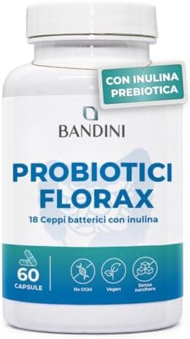 Bandini® FLORAX PROBIOTICS | Fermenti Lattici Probiotici per l'intestino - 20 Miliardi UFC - 18 Ceppi Batterici tra cui Lactobacillus, BifidoBacterium - Probiotico naturale - 60 Capsule per 60 Giorni