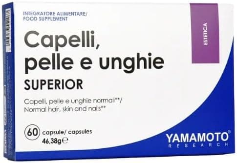YAMAMOTO RESEARCH Capelli, pelle e unghie SUPERIOR 60 Capsule, Integratore Alimentare di Vitamine e Minerali con Collagene Idrolizzato e Coenzima Q10 Generico - integratore