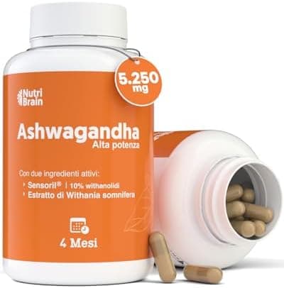 Ashwagandha ad alta potenza. Adattogeno e Nootropo con Sensoril® (10% Withanolidi) | Sonno Profondo, Benessere Generale, Energia, Concentrazione | 4 mesi | 2 Volte Più Concentrato del KSM-66