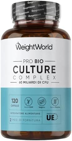 Fermenti Lattici Probiotici Complex, 120 Capsule, 60 Miliardi CFU, 20 Ceppi Probiotici, Inulina, FOS, Fermenti Lattici Adulti, Lactobacillus Gasseri, Rhamnosus, Reuteri, Casei, Bifidobacterium Longum