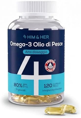 Omega 3 Olio di Pesce Alta Concentrazione 80% rTG – 120 Capsule Molli – Integratore Omega-3 con 1334mg per Dose, Elevato EPA e DHA per Cuore, Vista e Funzione Cerebrale – 4 HIM & HER Generico - integratore