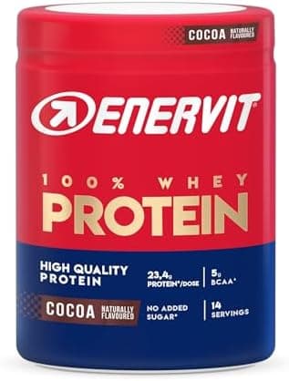 Enervit, 100% Whey Protein, Gusto Cacao, Ideale dopo l'Allenamento, Ricco di Vitamina B6, con Proteine dal Siero del Latte, Senza Zuccheri Aggiunti, Senza Glutine, Barattolo da 420 Grammi Generico - integratore
