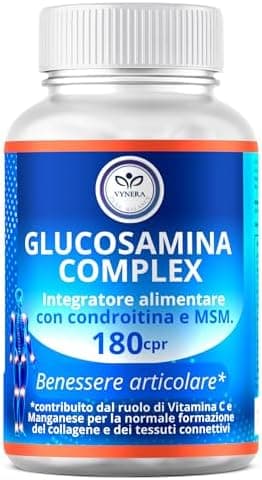Glucosamina Condroitina MSM 1450mg 180 Compresse - Integratore Articolazioni, Collagene, Cartilagine e Ossa - Con Acido Ialuronico, Vitamina C e Boswellia Generico - integratore