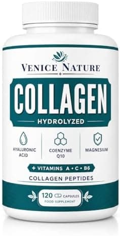 Collagene e Acido Ialuronico - Collagene Idrolizzato con Acido Ialuronico Coenzima Q10 + Vitamina C + Magnesio, Vitamina A - B6 - Collagene Completo Integratore - Collagen Venice Nature Generico - integratore