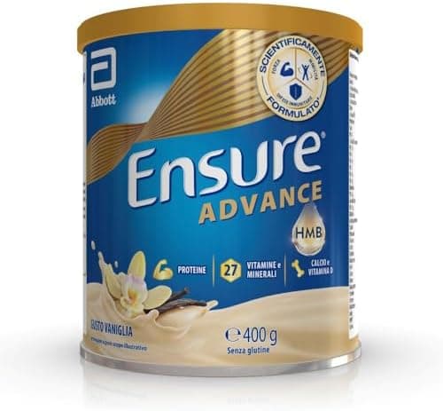 Ensure Advance Integratore Alimentare Proteico in Polvere, con 27 Vitamine e Minerali, Integratore Alimentare con Proteine, Calcio e HMB, Confezione 400g, Gusto Vaniglia