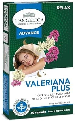 L'Angelica Advance, Valeriana Plus, Integratore Rilassante, Con Valeriana, Vegano, Senza Lattosio, 1 Confezione da 40 Capsule
