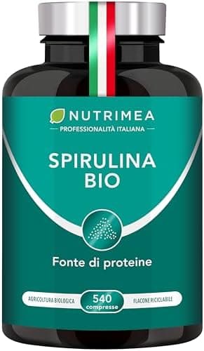 SPIRULINA BIOLOGICA PURA | 540 Compresse | 1500 mg | Ricca di Proteine, Ficocianina, Vitamine e Minerali | Energia e Difese Immunitarie | 100% Naturale | Nutrimea