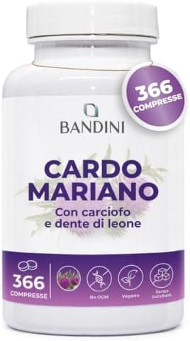 Bandini® Cardo Mariano 366 Compresse | Integratore a base di Silimarina | Compresse da 300mg | Diuretico, Digestivo e Depurativo | Eccellenza e Qualità Certificata | 1200mg/giorno