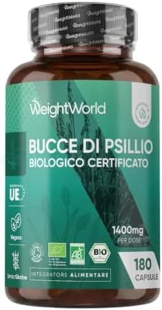 Bucce di Psillio Biologiche, 180 Capsule Vegane, 1400mg per Dose, 3 Mesi, Capsule con Psillio Polvere Bio da Semi di Plantago Ovata, Alternativa alla Psyllium Polvere, Senza Glutine, Prodotto in UE Generico - integratore