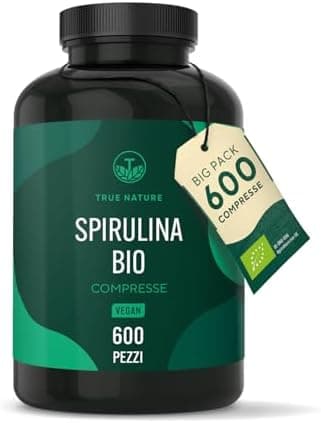 Spirulina Bio - 600 compresse 500 mg - 4000 mg dose giornaliera - Ricca di ficocianina e proteine - ultra dimagrante - Alga Spirulina pura - TRUE NATURE