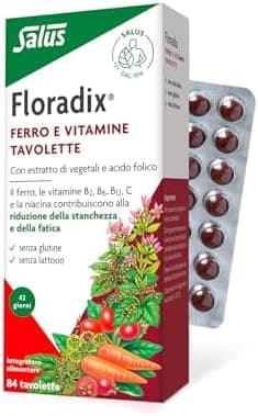 Salus Floradix - Integratore alimentare con Ferro e Vitamine per contribuire a ridurre la stanchezza e la fatica - 84 tavolette x 42 giorni