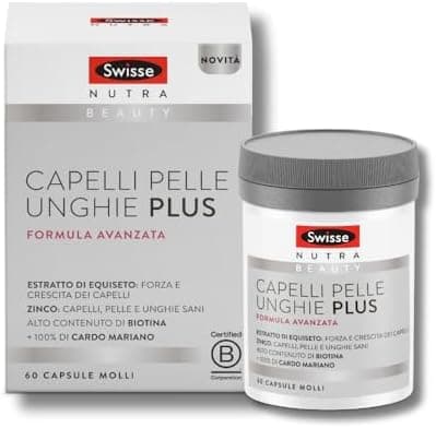 Swisse Capelli Pelle Unghie Plus - Integratore per Capelli più Sani e Forti, per il Benessere di Pelle e Unghie, con Biotina, Zinco e Cardo Mariano, Alto Dosaggio, 60 Softgels