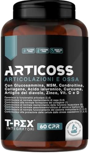 ARTICOSS Integratore per Articolazioni Ossa e Cartilagini con Glucosamina Condroitina Msm Artiglio del Diavolo, Vitamina C e Vitamina D, Collagene e Acido Ialuronico. 60 compresse Generico - integratore