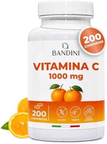 Bandini® Vitamina C 1.000mg 200 Compresse (+6 Mesi) | Sistema Immunitario, Pelle, Ossa, Unghie, Capelli | Integratore con Acido L-Ascorbico ad Alto Dosaggio 100% Vegan Generico - integratore
