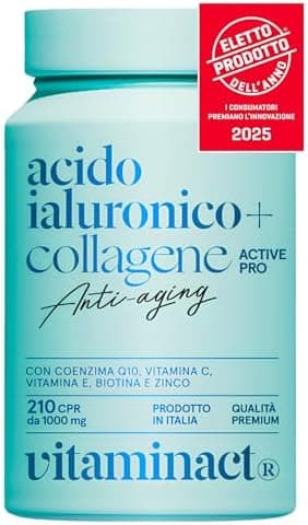 Collagene e Acido Ialuronico ELETTO PRODOTTO DELL’ANNO 2025 - L’unico con Probiotico Testato Bifidobacterium L. BLG1 Migliorando del +30% l’assorbimento degli Attivi, Vit C e E, Q10, Zinco e Biotina. Generico - integratore