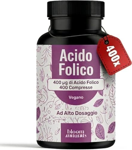 Acido Folico 400 µg – 400 Compresse – Vegano & Prodotto in Germania – Alto Dosaggio - Vitamina B9 Folic Acid - Testato in Laboratorio