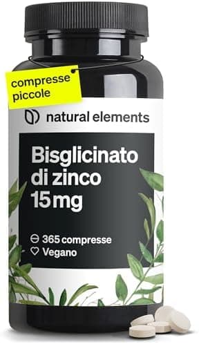 Zinco Integratore – 365 Compresse Vegan contro Acne e Brufoli – Zinco 15mg Scorta 1 Anno – Antiossidante per Pelle Sana – 15 mg di Zinco Elementare per Compresse da Puro Zinco Bisglicinato