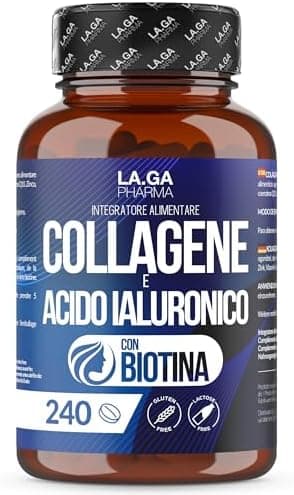 Collagene e Acido Ialuronico con BIOTINA per Capelli, Pelle, Unghie e Articolazioni. Collagene Idrolizzato 240 compresse 2000 MG con Zinco, CoQ10 e Vit. C + E per Ossa e Denti Forti. Made in Italy