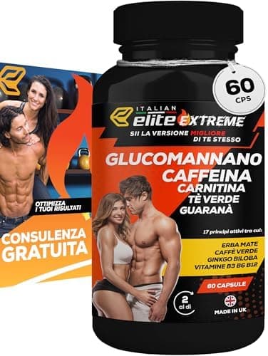 Italian Elite® Elite Extreme 60 Capsule. Integratore Alimentare con Caffeina, Tè Verde, Carnitina, Glucomannano, Aceto di Mele e Guaranà. Supporto a Stile di Vita Attivo Energia e Focus. Uomo e Donna Generico - integratore