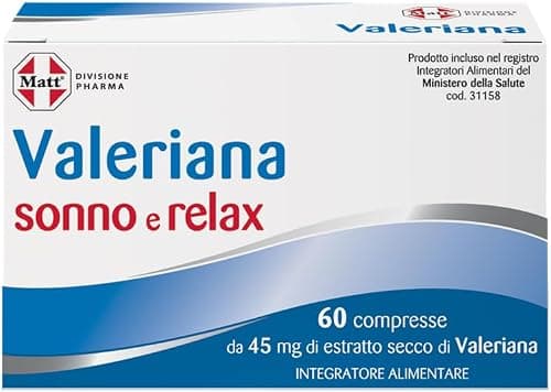 Matt, Valeriana, Integratore Alimentare di Valeriana Utile per Favorire il Rilassamento e il Sonno, Migliora la Qualità del Sonno, Confezione con 60 Compresse, 8.28 g Generico - integratore