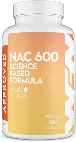 WFN Approved NAC 600 mg per capsula - N-Acetil-L-Cisteina - Fornitura annuale di 365 capsule - Altamente dosata, vegana, senza additivi - Prodotta e testata in Germania Generico - integratore