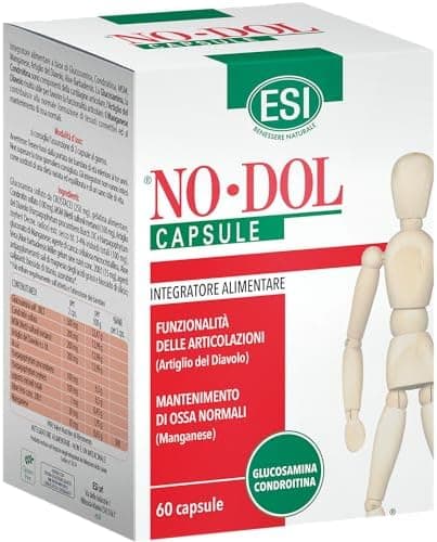 ESI - No-Dol, Integratore Alimentare a Base di Glucosamina e Condroitina, con Artiglio del Diavolo e Aloe Vera, a Sostegno delle Articolazioni e Cartilagini, Senza Glutine, 60 Capsule