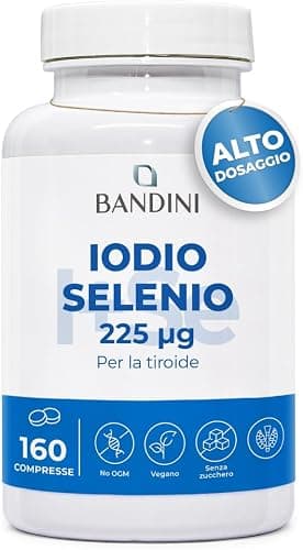 Bandini® IODIO 225 mcg + SELENIO 100 mcg - 160 Compresse Facili da Deglutire - Alto Assorbimento e Dosaggio - Integratore Ioduro di Potassio KI + Selenium Metionina, Vegan, No OGM, Prodotto in Italia Generico - integratore